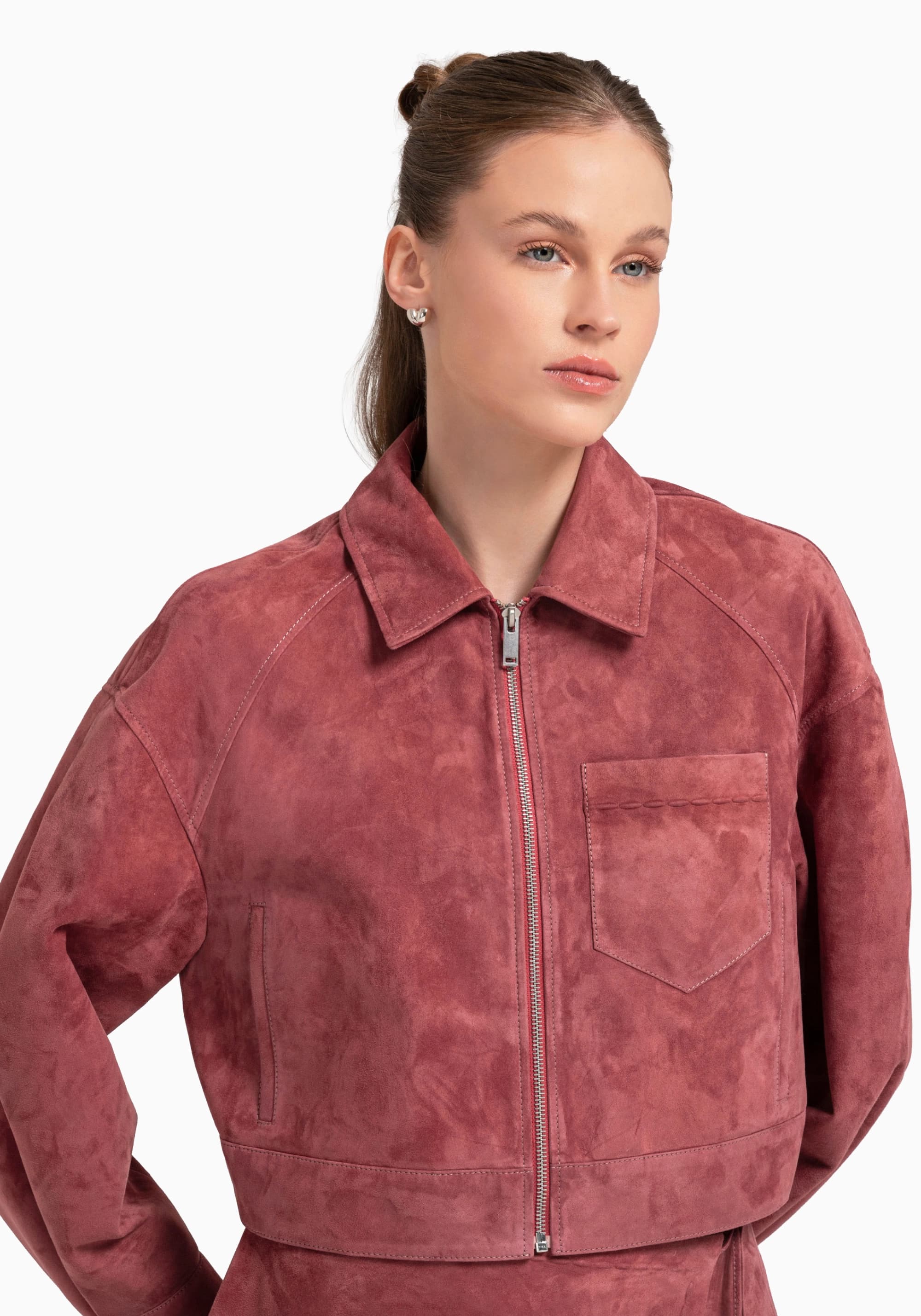 ROSÉA Pembe Süet Ceket detay 4