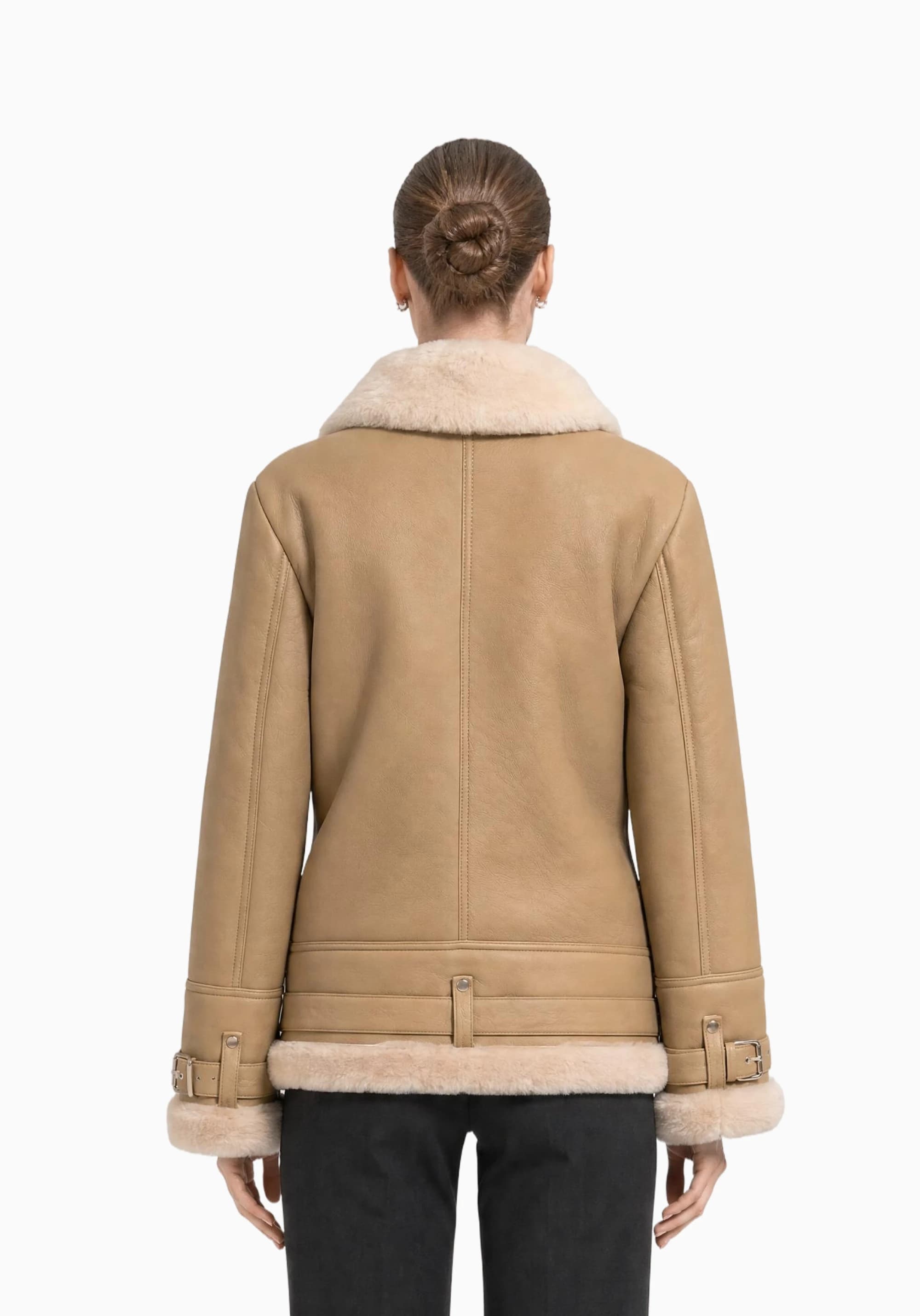 AMELIA Camel Kürklü Süet Kadın Ceket detay 6