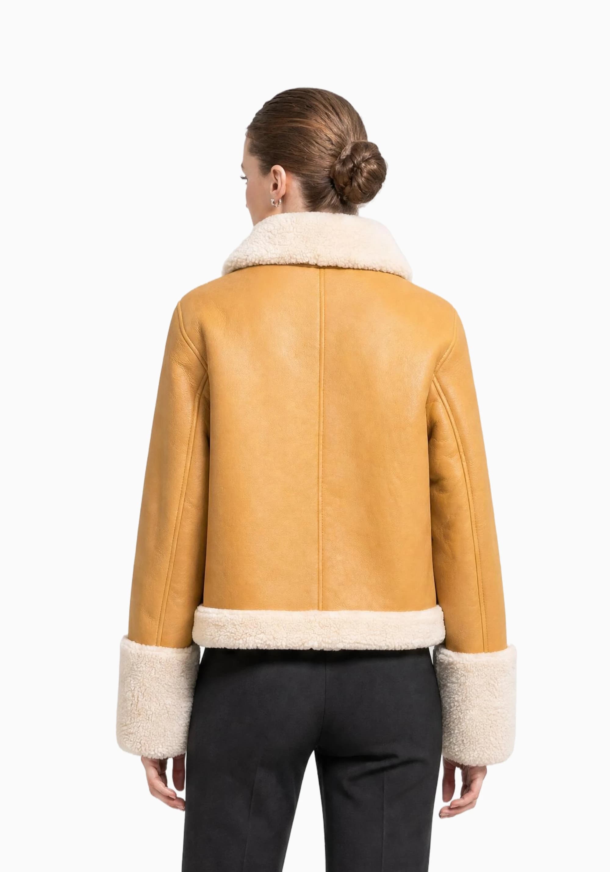 LUCCA Camel Ekru Kürklü Süet Kadın Ceket detay 6